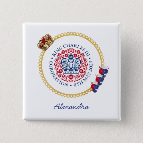 King Charles III Royal Coronation Logo Custom Name Button