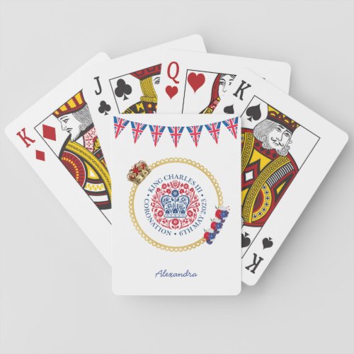 King Charles III Royal Coronation Logo Custom Name Playing Cards