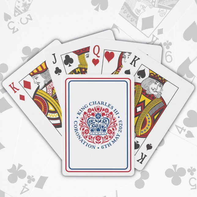 King Charles III Royal Coronation Logo Patriotic Poker Cards (HM King Charles III Coronation Souvenir)