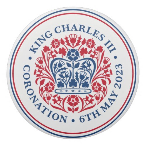 King Charles III Royal Coronation Red Blue Emblem Eraser