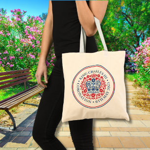 King Charles III Royal Coronation Red Blue Logo Tote Bag
