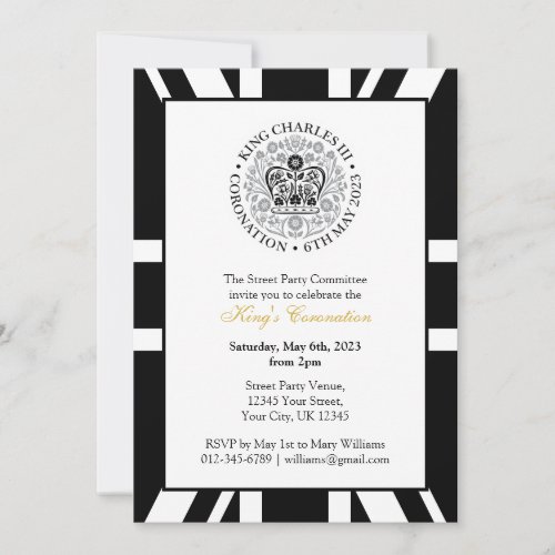 King Charles III Royal Coronation Street Party Invitation