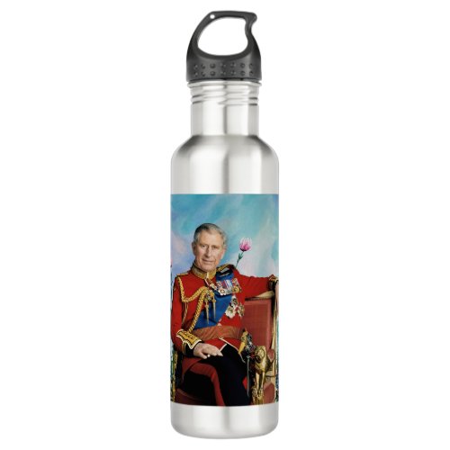 King Charles III spring garden painting background Stainless Steel Water Bottle