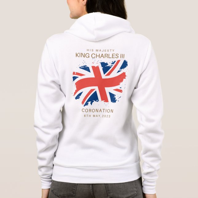 King Charles III Union Jack Flag  Hoodie (Back)