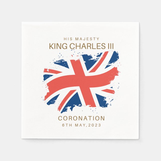 King Charles III Union Jack Flag Napkins (Front)