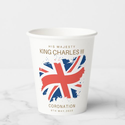 King Charles III Union Jack Flag Paper Cups