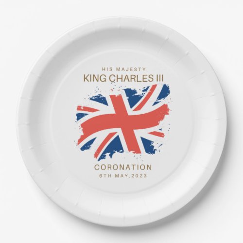 King Charles III Union Jack Flag Paper Plates