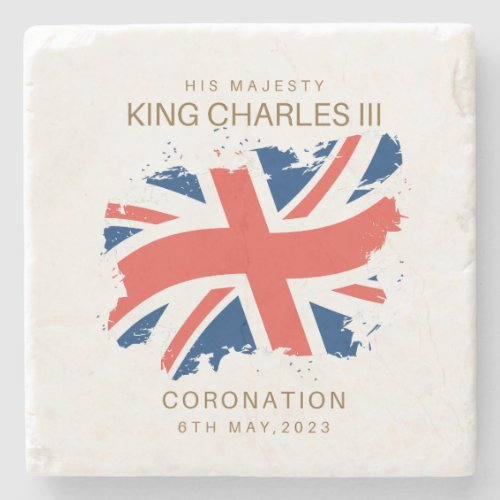 King Charles III Union Jack Flag Stone Coaster