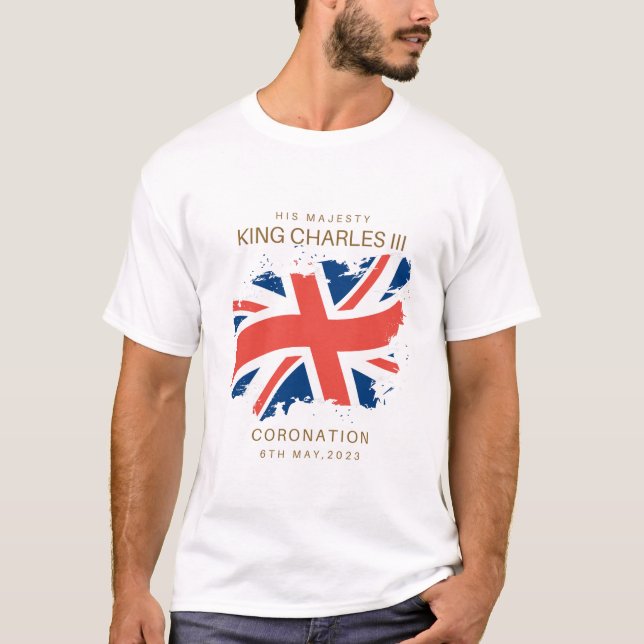 King Charles III Union Jack Flag T-Shirt (Front)