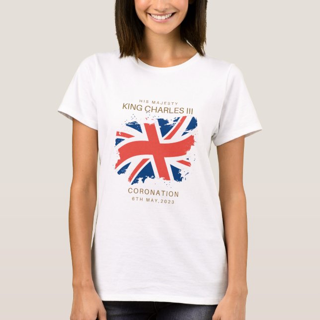 King Charles III Union Jack Flag T-Shirt (Front)