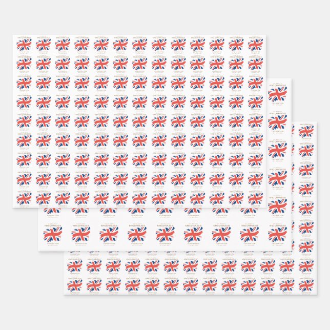 King Charles III Union Jack Flag Wrapping Paper Sheets (Set)