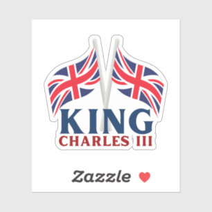 King Charles III, Union Jack Flags Sticker