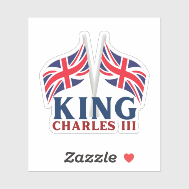 King Charles III, Union Jack Flags Sticker (Sheet)