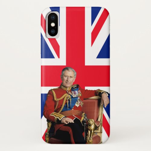 King Charles III with British flag iPhone X Case