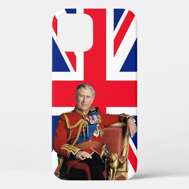 King Charles III with British flag Case-Mate iPhone Case (Back)