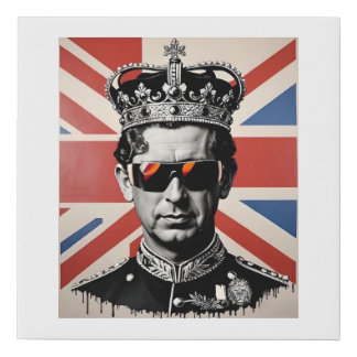king Charles iii with crown and sunglasses Faux Canvas Print
