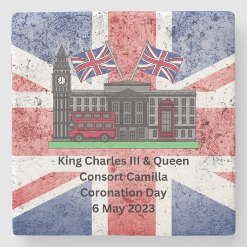 King Charles  Queen Consort Camilla Coronation  Stone Coaster