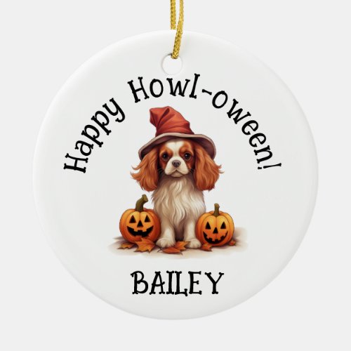 King Charles Spaniel Dog Halloween  Ceramic Ornament