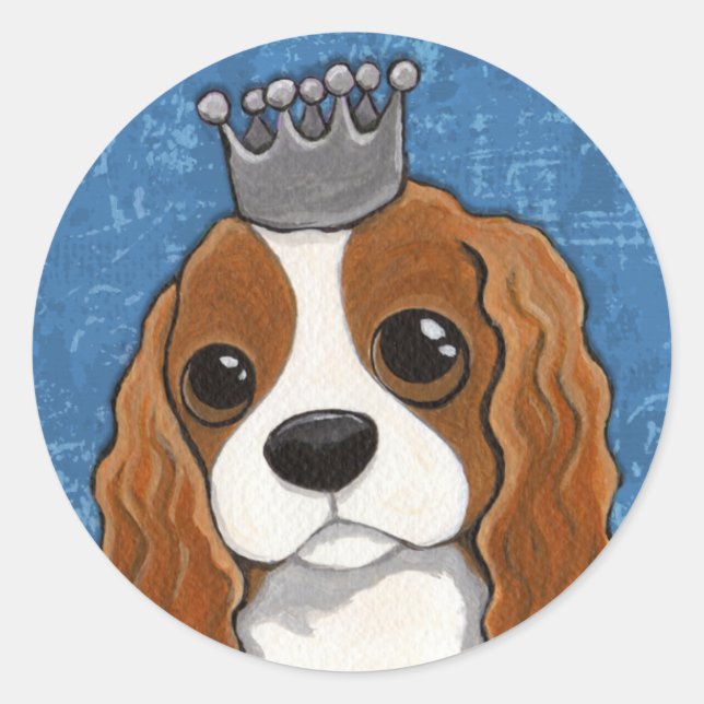 King Charles Spaniel Dog Illustration Classic Round Sticker (Front)
