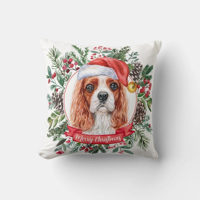 King Charles Spaniel Holiday Custom Throw Pillow (Front)