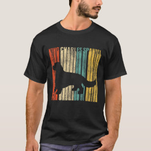 King Charles Spaniel Retro 1970s Dog Cracked Distr T-Shirt
