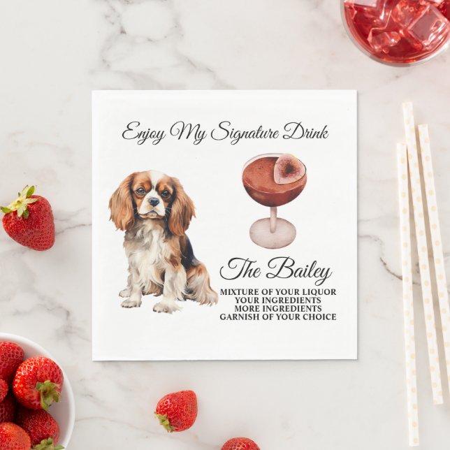 King Charles Spaniel Wedding Signature Drink Napkins (Insitu)