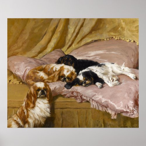 King Charles Spaniels by Arthur Wardle Poster