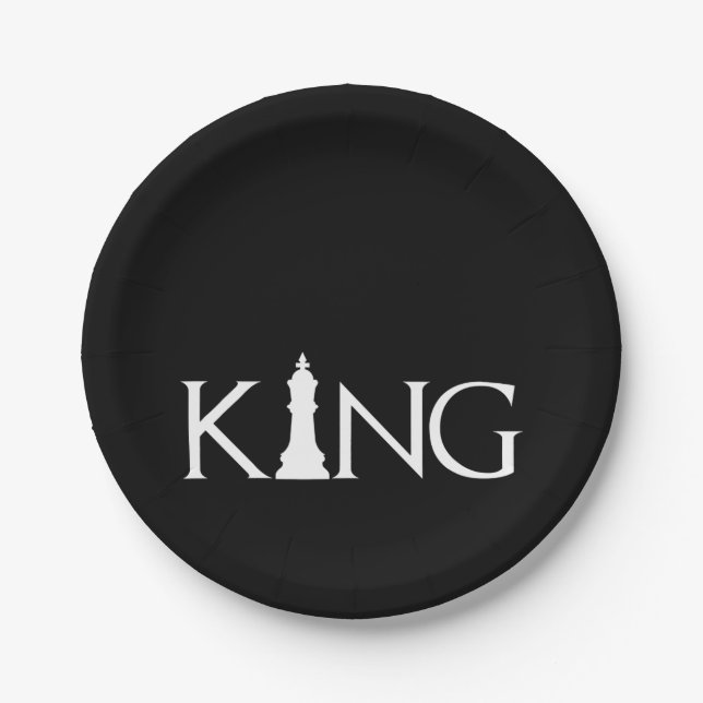 King Chess Piece Halloween Costume Chess Lover Paper Plates (Front)