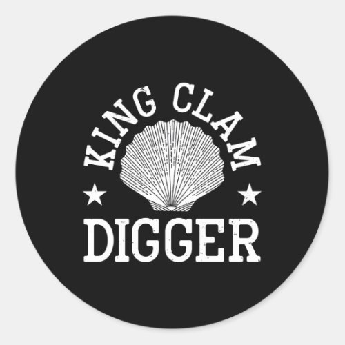 King Clam Shells Clamming Clam Digging Razor Clam  Classic Round Sticker