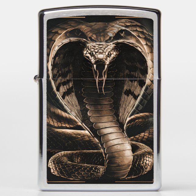 King Cobra Metal Engraving Art #1 Zippo Lighter (Front)