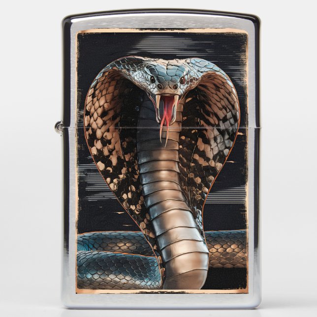 King Cobra Metal Engraving Art #2 Zippo Lighter (Front)