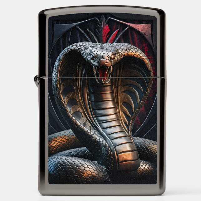 King Cobra Metal Engraving Art #3 Zippo Lighter  (Front)