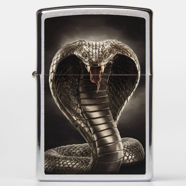 King Cobra Metal Engraving Art #4 Zippo Lighter  (Front)