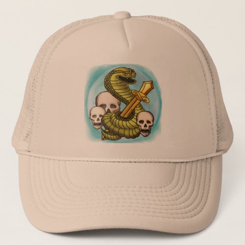 King Cobra Skull Sword custom name hat