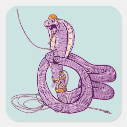 King Cobra Snake Rock Climbing Square Sticker