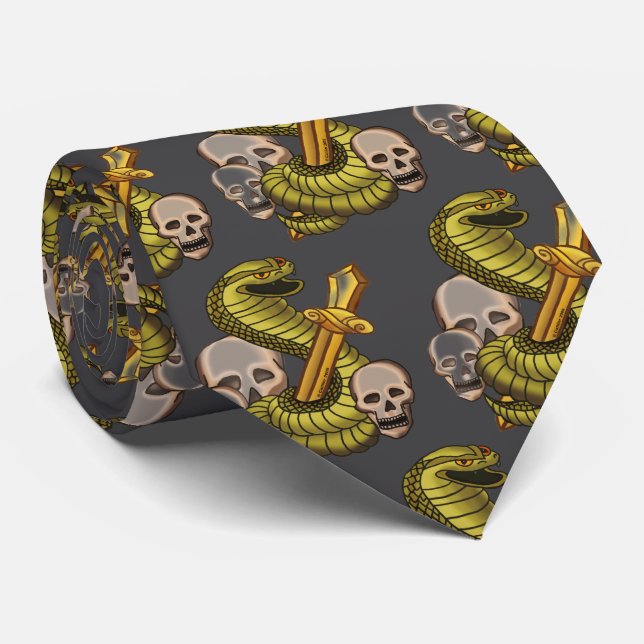 King Cobra Sword Family Crest  Neck Tie (Rolled)