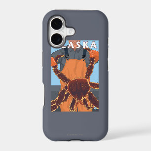 King Crab and Fisherman Vintage Travel Poster iPhone 17 Case