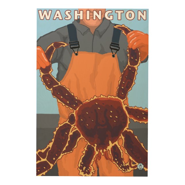 King Crab Fisherman - Washington Wood Wall Decor (Front)