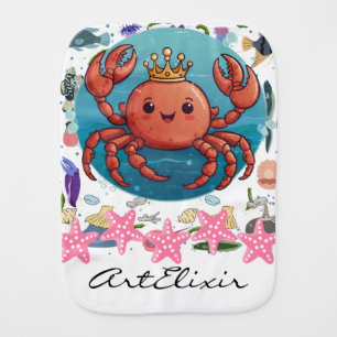 King Crab Princess Print Baby Burp Cloth