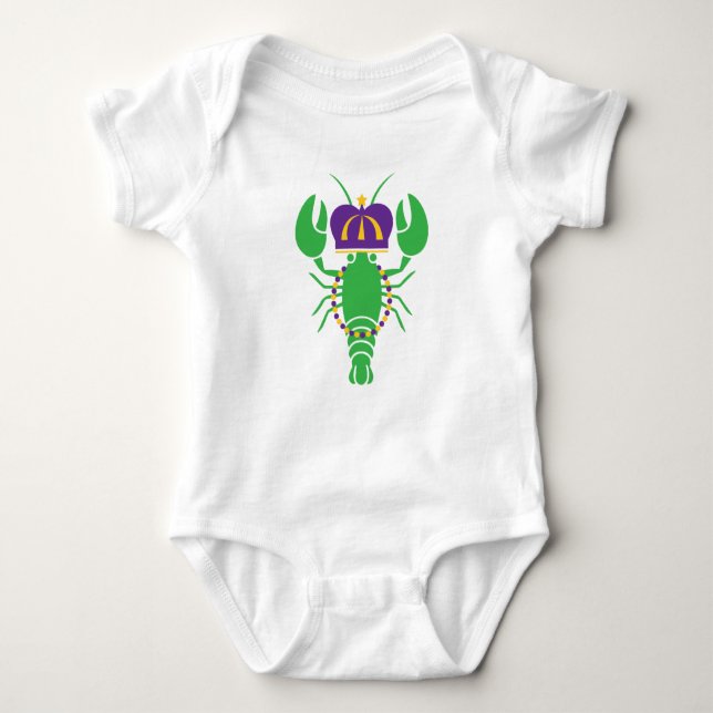 King Crawfish Mardi Gras Baby Bodysuit (Front)