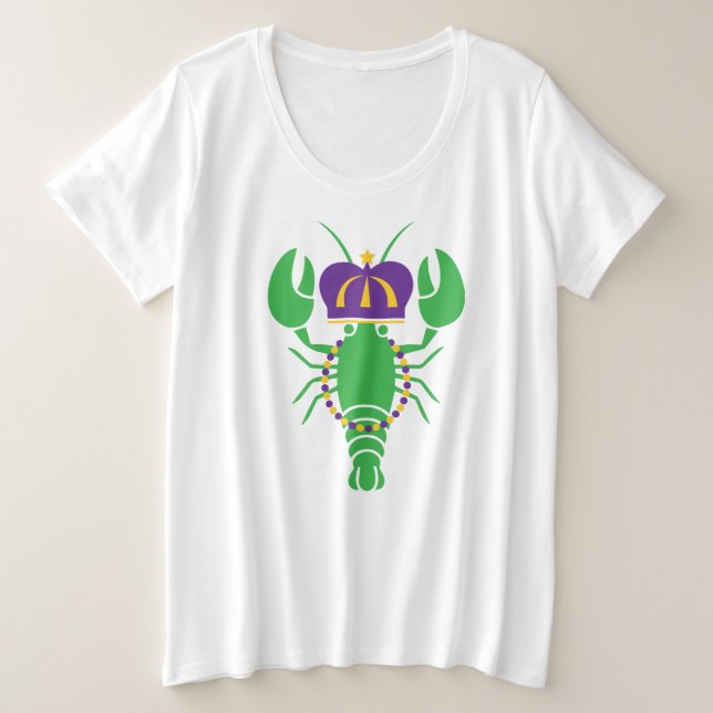 King Crawfish Mardi Gras Plus Size T-Shirt (Design Front)