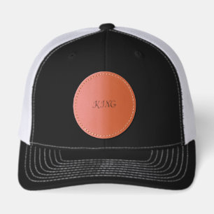 KING Create Own Name Quality Elegant-Cap Black  Leather Patch Hat
