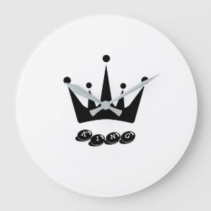 King Crown Design Acrylic Wall Grey Hands Decor Large Clock