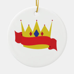 King Crown Ribbon Ceramic Ornament