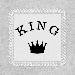 King Crown Script Graphic Modern Royal Look White Patch