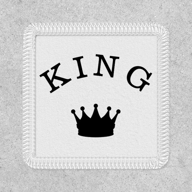 King Crown Script Graphic Modern Royal Look White Patch (Front)