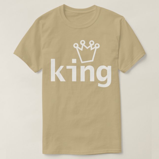 King Crown Typography White Text T-Shirt (Design Front)