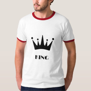 KING Custom Text Black Color Crown Basic Ringer T-Shirt
