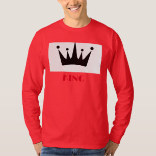 King Custom Text Crown Image Deep Red Long Sleeve  T-Shirt