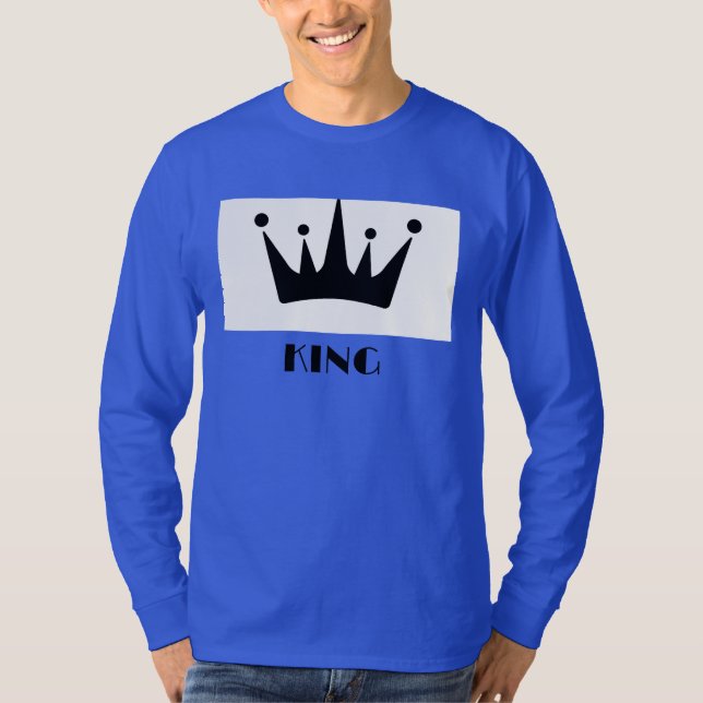 King Custom Text Crown Image Deep Royal Long Sleev T-Shirt (Front)